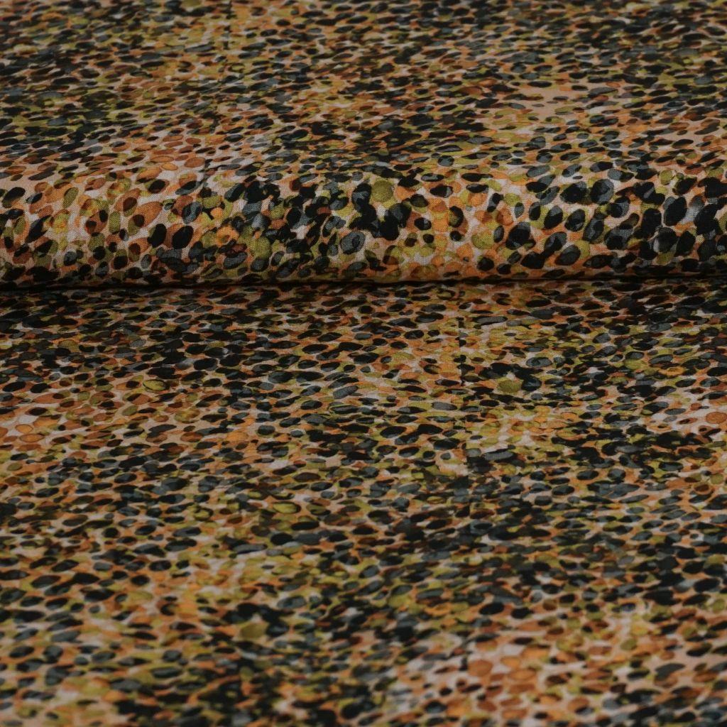 Viskose Druck Dots schwarz grün orange